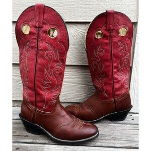 Double H Boots Men’s 9.5D Buckaroo Western Cowboy Boots - Red/Brown